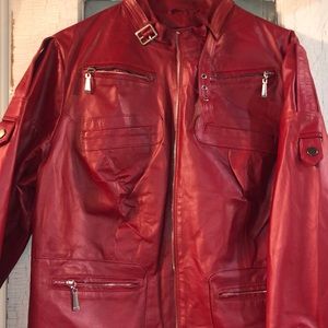 Jessica London red 100% leather jacket.